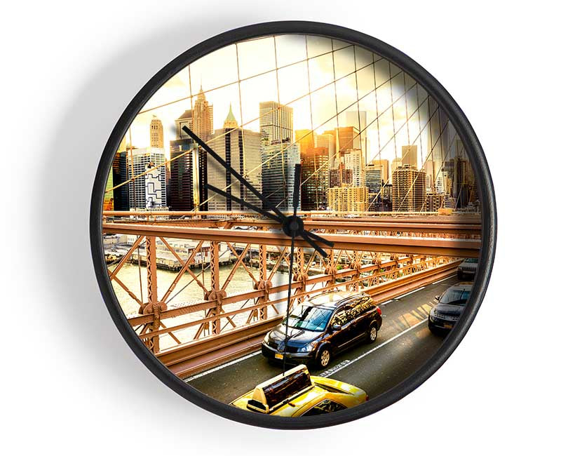 NYC bridge with traffic Clock - Wallart-Direct UK