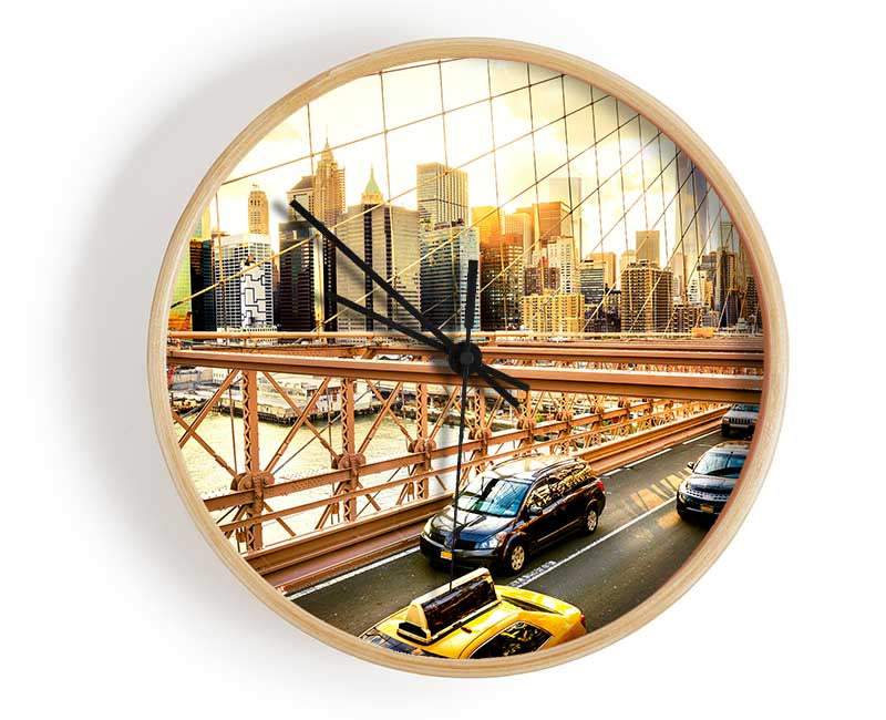 NYC bridge with traffic Clock - Wallart-Direct UK