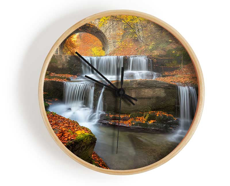 Waterfall under the bridge Clock - Wallart-Direct UK