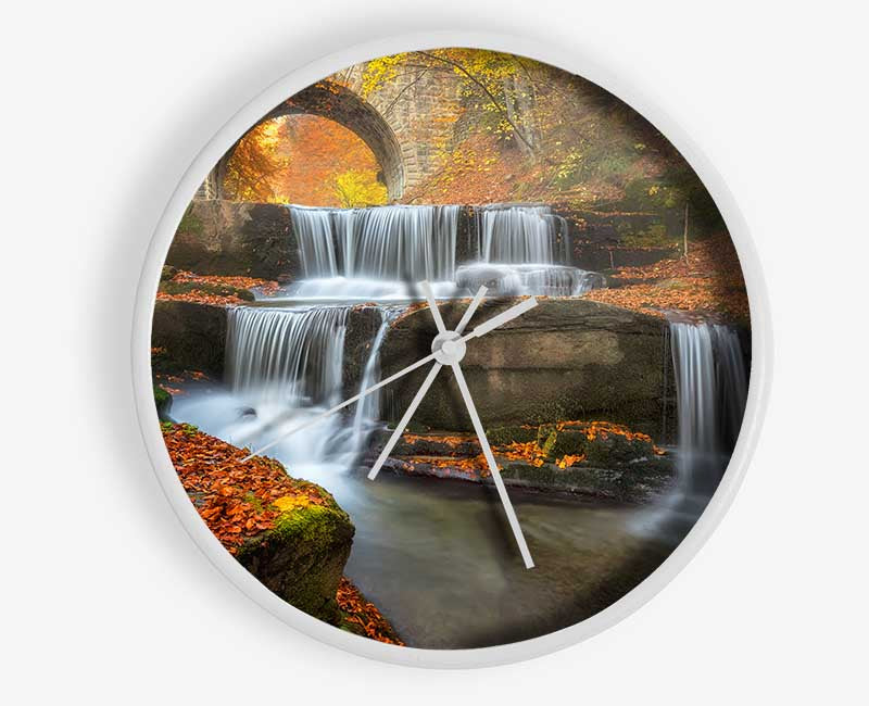 Waterfall under the bridge Clock - Wallart-Direct UK