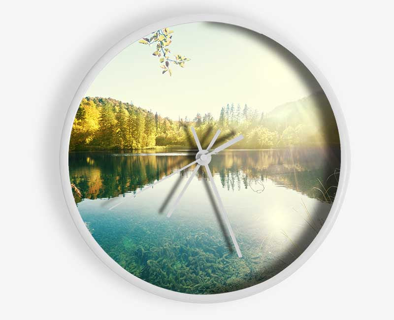 Sun shining on the calm river Clock - Wallart-Direct UK