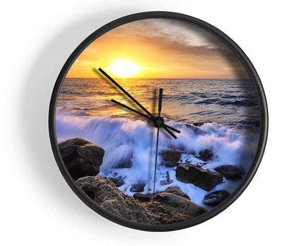 The waves crashing out at sea Clock - Wallart-Direct UK