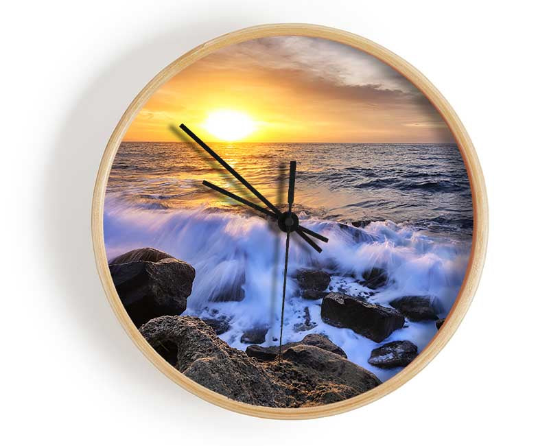 The waves crashing out at sea Clock - Wallart-Direct UK