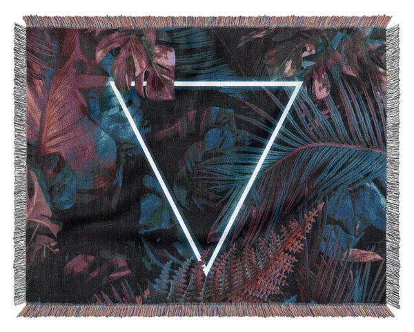 Neon triangle in the jungle Woven Blanket