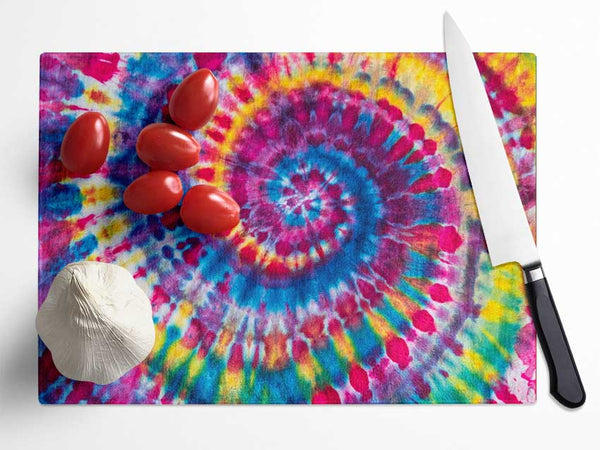 Spiral tie dye Glass Chopping Board