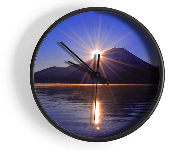 Sunset over the mountain dusk Clock - Wallart-Direct UK