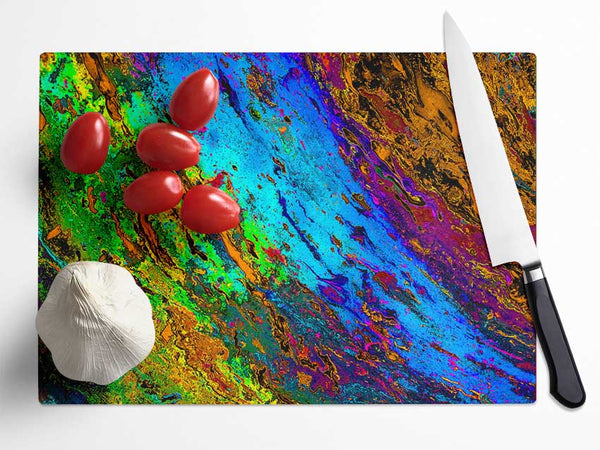 Neon Colours of distortion Glass Chopping Board