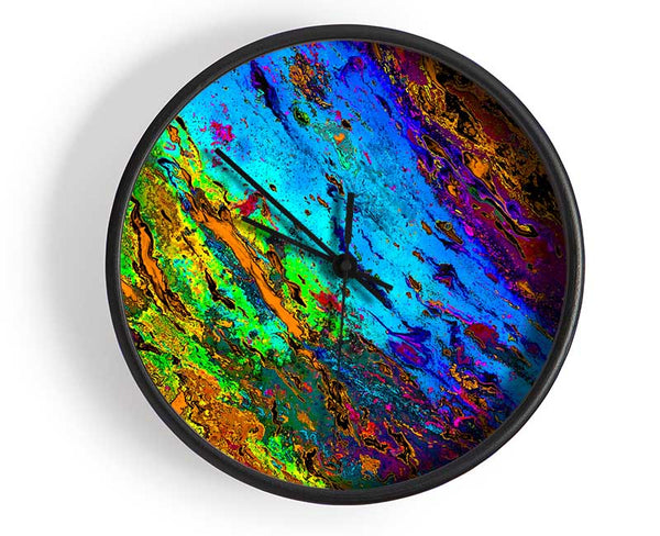 Neon Colours of distortion Clock - Wallart-Direct UK