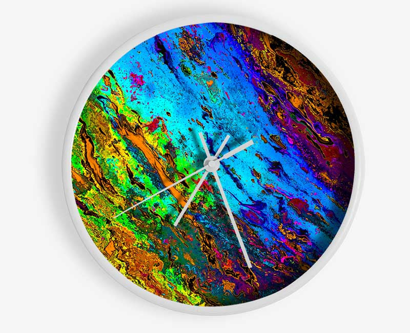 Neon Colours of distortion Clock - Wallart-Direct UK