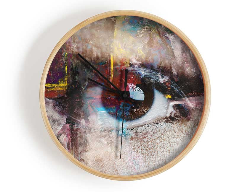 Abstract Painting and eye Clock - Wallart-Direct UK