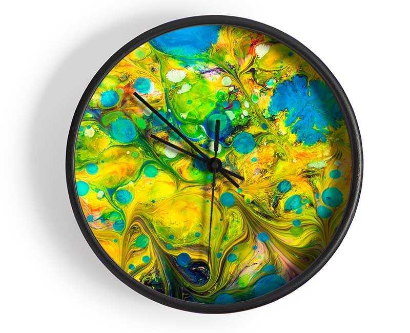 Peacock paint dabs Clock - Wallart-Direct UK