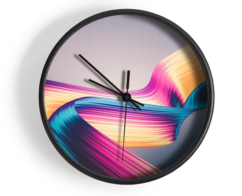 Coloured Ribbon flow Clock - Wallart-Direct UK