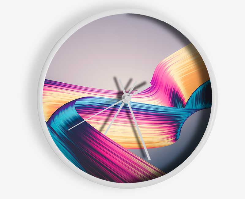 Coloured Ribbon flow Clock - Wallart-Direct UK