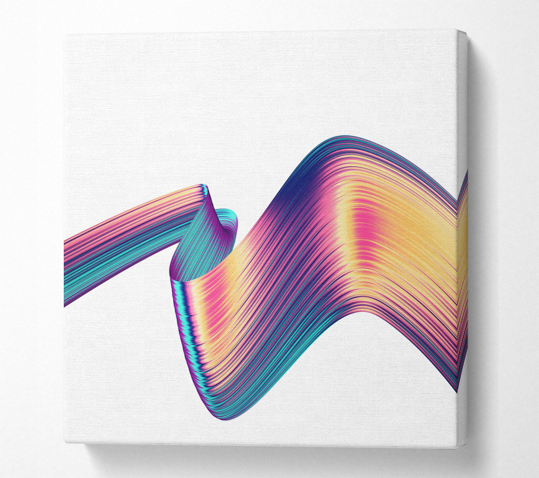 A Square Canvas Print Showing Colour ribbon moving Square Wall Art