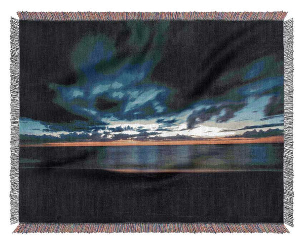 Dark night coast Woven Blanket