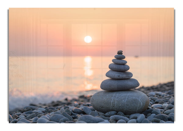 Zen Stones at sunset on the beach