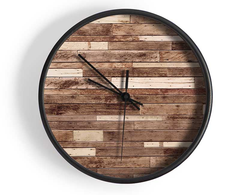 Planks of Horizontal wood Clock - Wallart-Direct UK