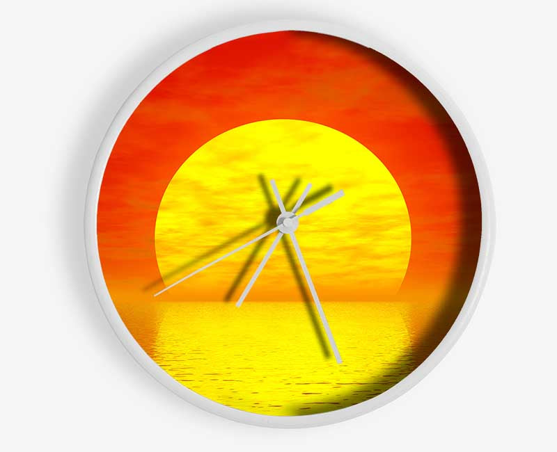 Glorious Orange sunset Clock - Wallart-Direct UK