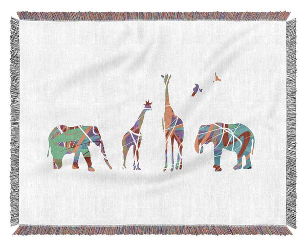 Safari animals lined up Woven Blanket