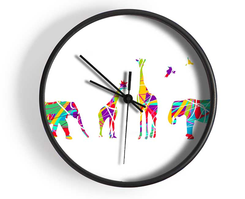 Safari animals lined up Clock - Wallart-Direct UK