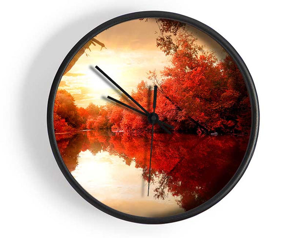 Stunning red forest reflections in the river Clock - Wallart-Direct UK