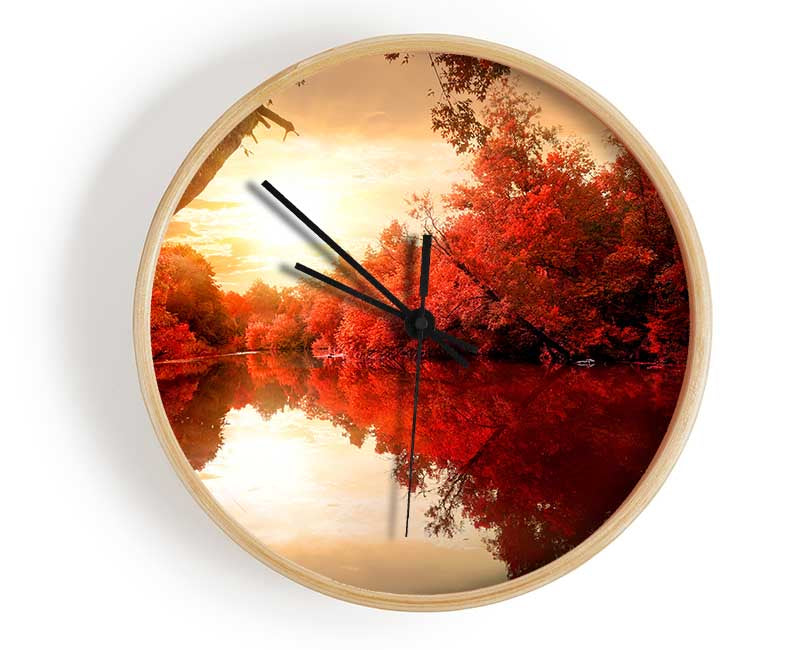 Stunning red forest reflections in the river Clock - Wallart-Direct UK