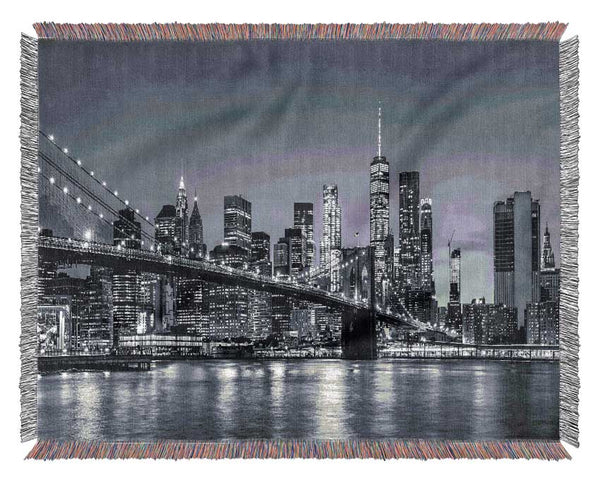 New york lights glowing Woven Blanket