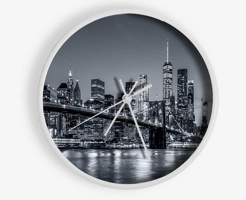 New york lights glowing Clock - Wallart-Direct UK