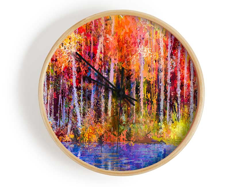 Abstract forest colour strokes Clock - Wallart-Direct UK