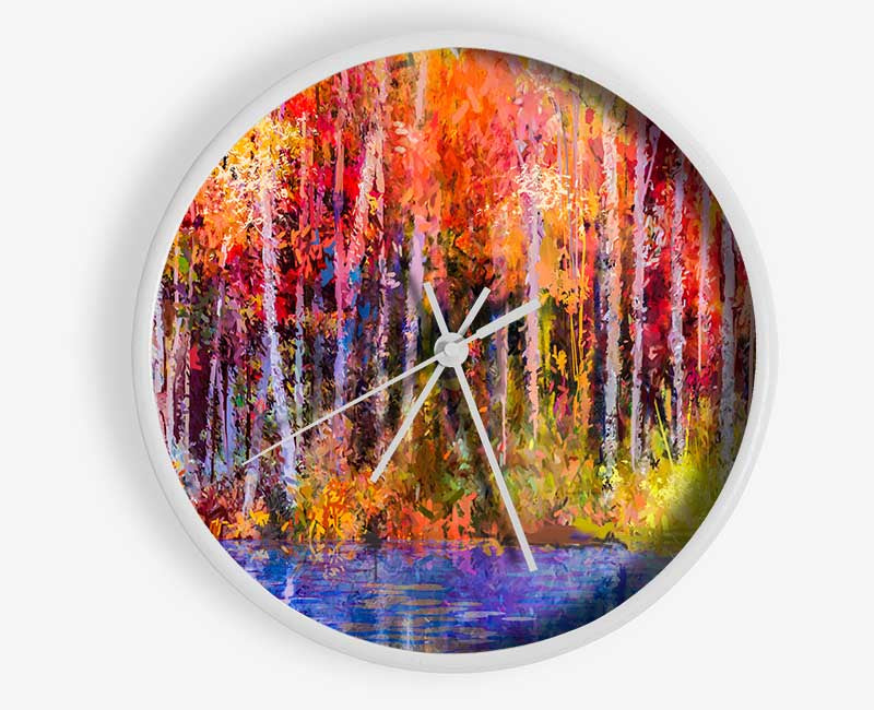 Abstract forest colour strokes Clock - Wallart-Direct UK