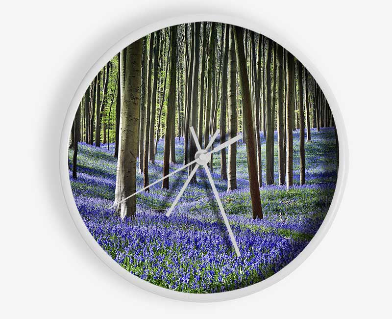 Stunning beautiful lilac woodland walk Clock - Wallart-Direct UK