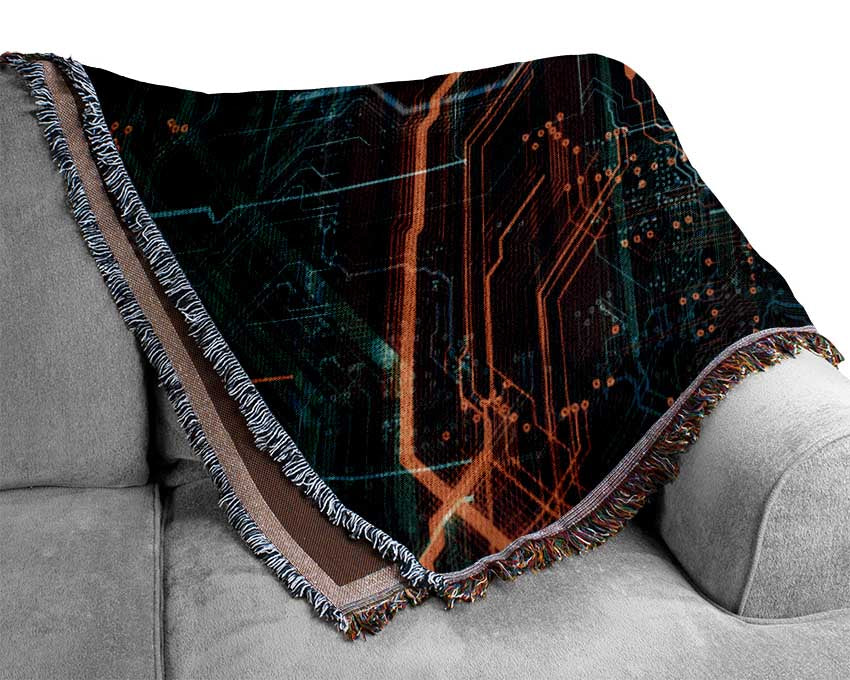 Circuit board frenzy Woven Blanket