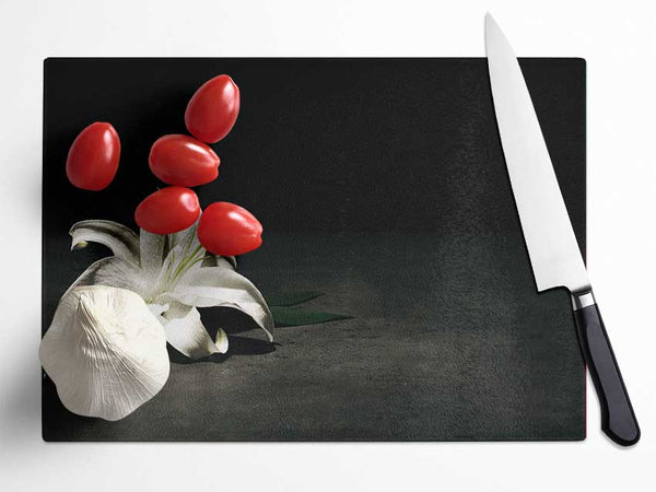 White lilly on the floor Glass Chopping Board