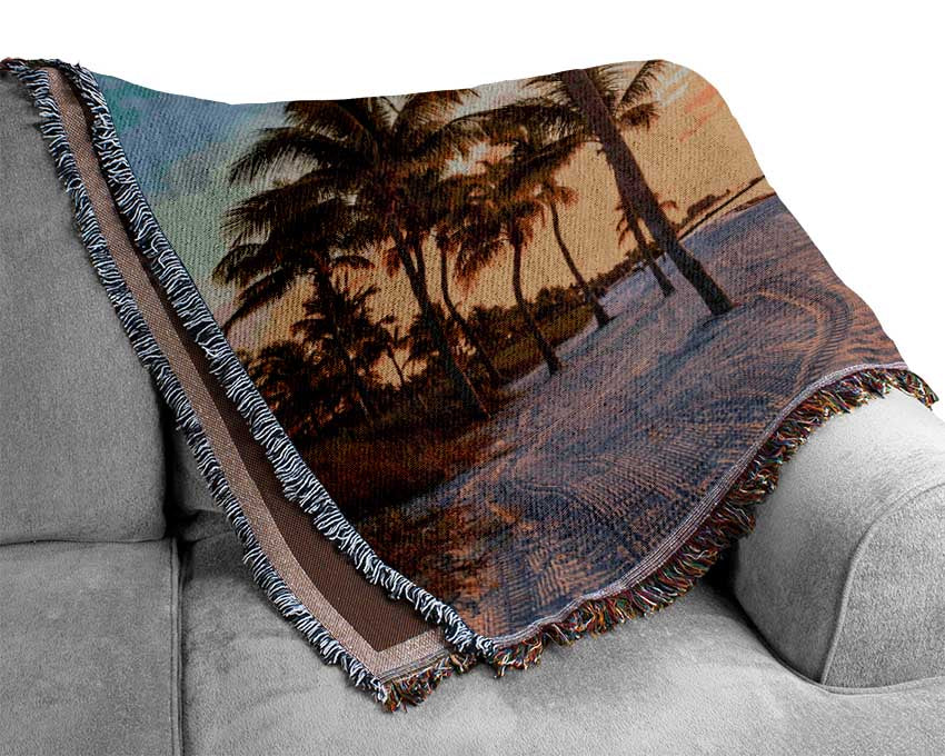 Sandy paradise heaven Woven Blanket