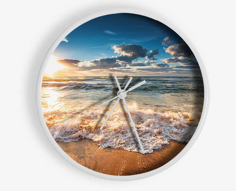 splashing waves on the beach Clock - Wallart-Direct UK