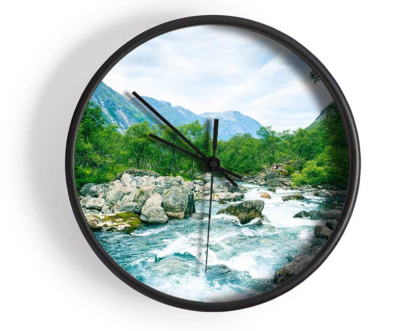 Stunning rapids of water forest Clock - Wallart-Direct UK