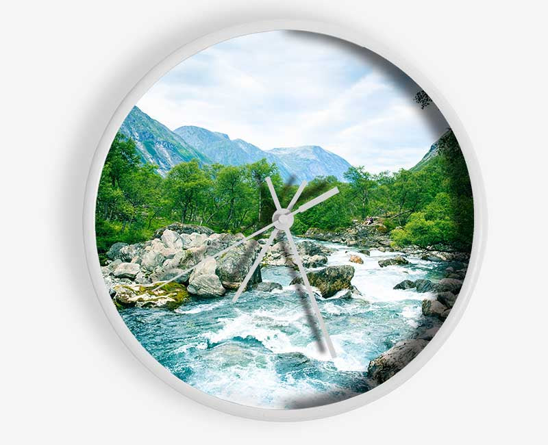 Stunning rapids of water forest Clock - Wallart-Direct UK