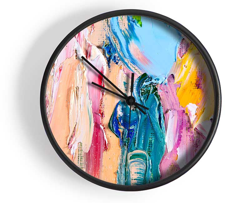 Paint heavy textures Clock - Wallart-Direct UK