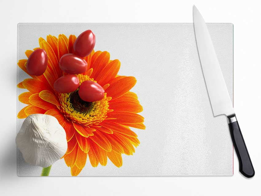 Gorgeous orange gerbera Glass Chopping Board