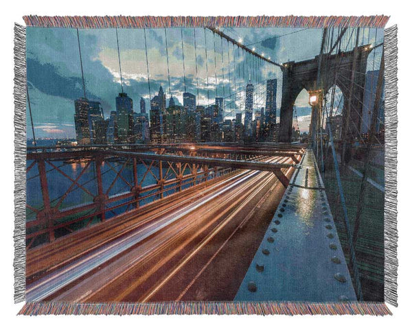 New York Structure at night Woven Blanket