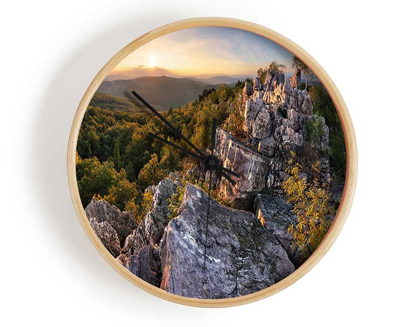 Rocky forest mountain Clock - Wallart-Direct UK