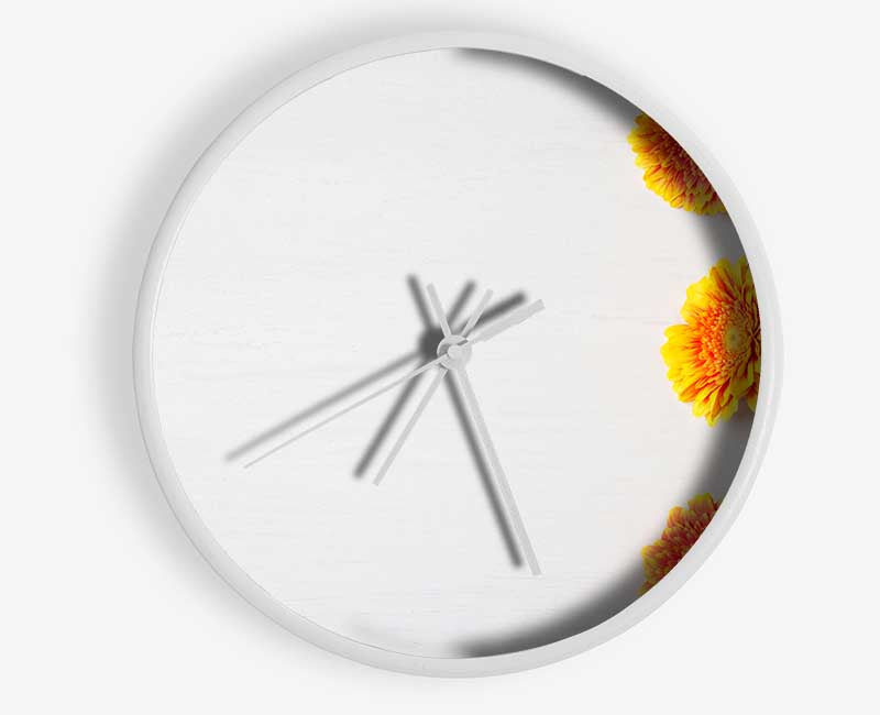 Orange Gerberas laid out Clock - Wallart-Direct UK