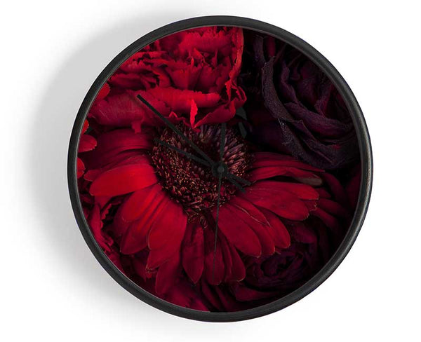 Red dying flowers Clock - Wallart-Direct UK