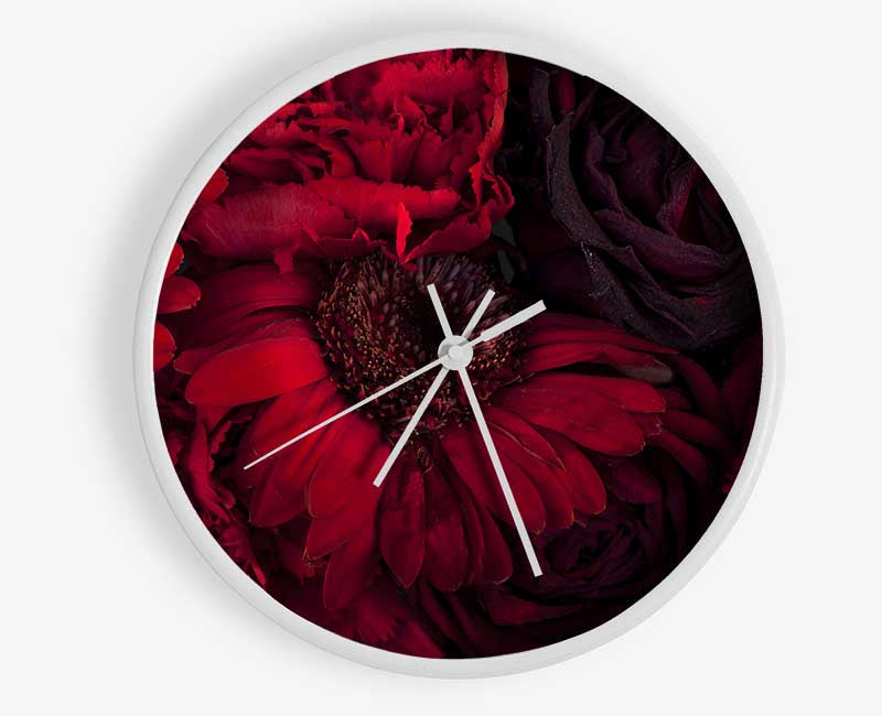 Red dying flowers Clock - Wallart-Direct UK