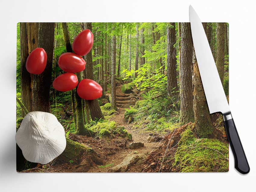 Green up hill forest walk Glass Chopping Board