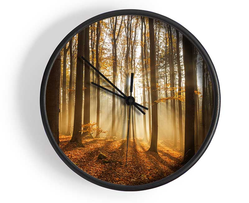 Sunbeam forest in the misty hues Clock - Wallart-Direct UK