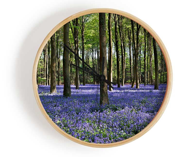 Beautiful purple flowers in the woods Clock - Wallart-Direct UK