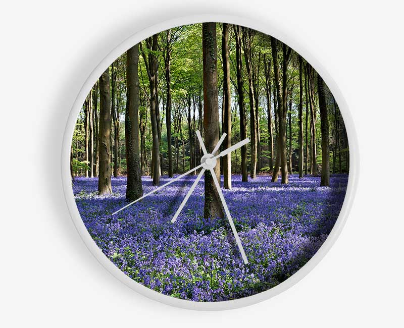 Beautiful purple flowers in the woods Clock - Wallart-Direct UK