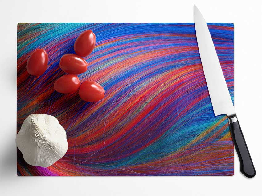 Multicoloured hair up close Glass Chopping Board