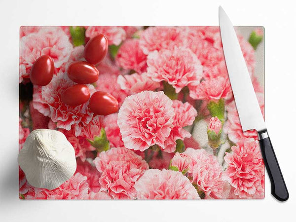 Pink floweres of plenty Glass Chopping Board